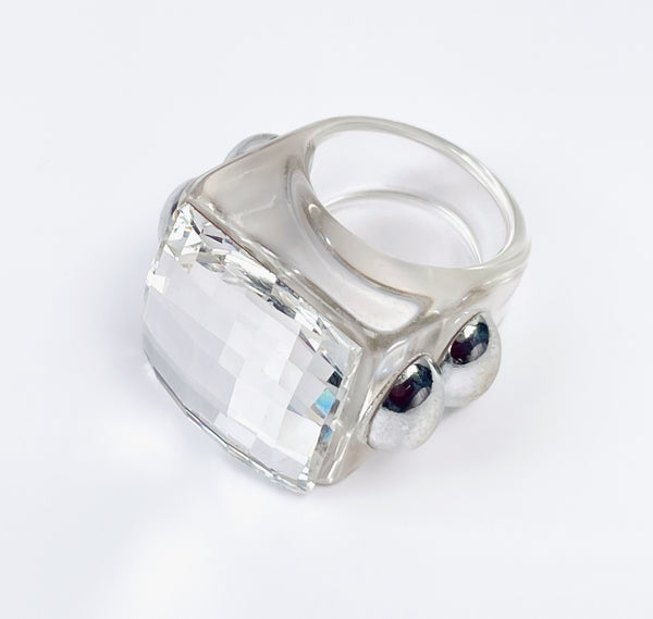 Crystal silver ring