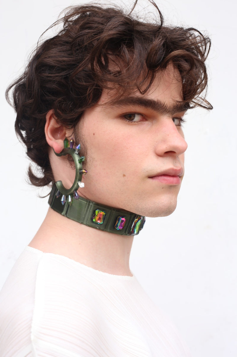 Seahorse green earring