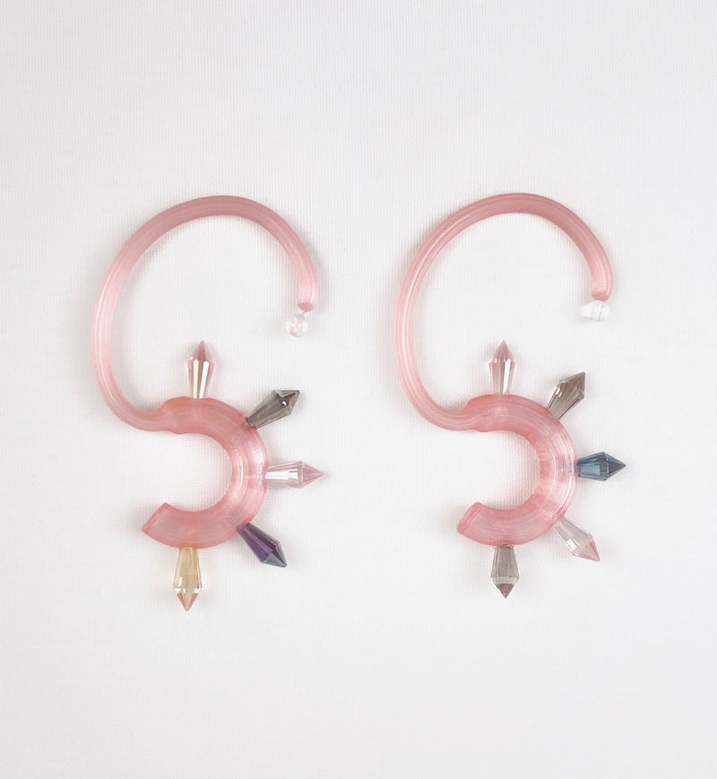 2 seahorse pink earrings